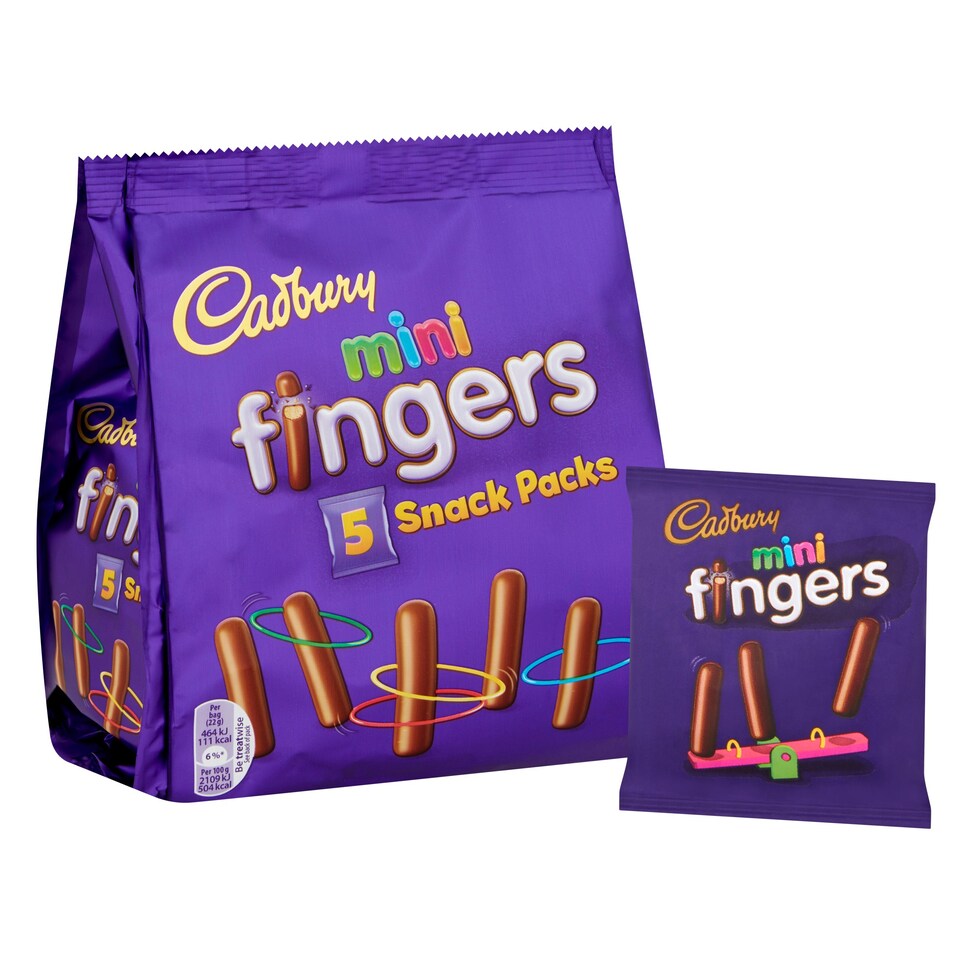 image 1 of Cadbury Mini Fingers Snack Packs 5X22g
