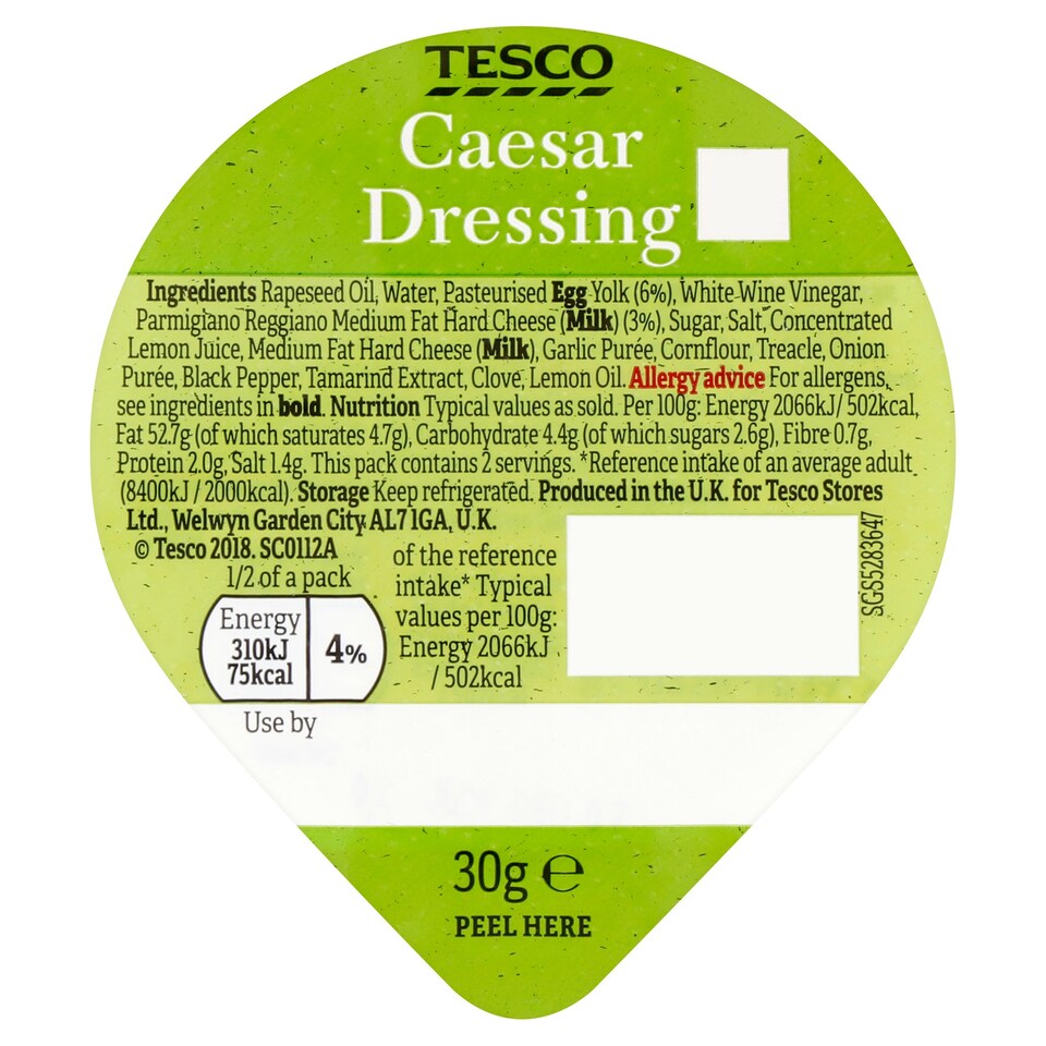 Tesco Caesar Dressing Pot 30Ml