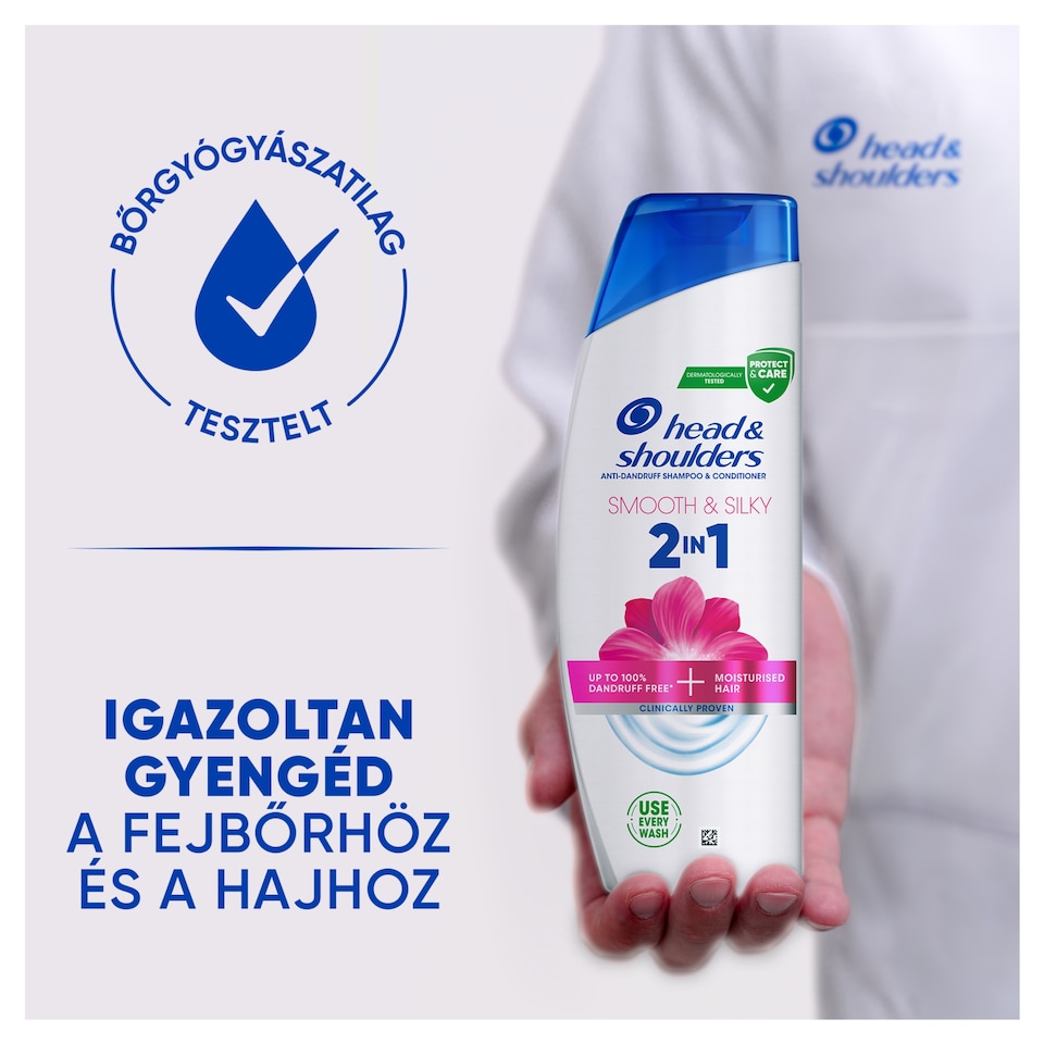 Head & Shoulders Smooth & Silky 2az1-ben korpa elleni sampon 330ml. Friss, tiszta érzet 1. kép