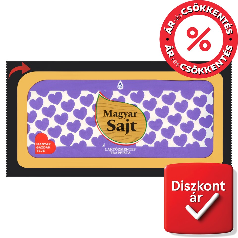 Magyar Sajt zsíros, félkemény, laktózmentes felezett trappista sajt 700 g  1. kép