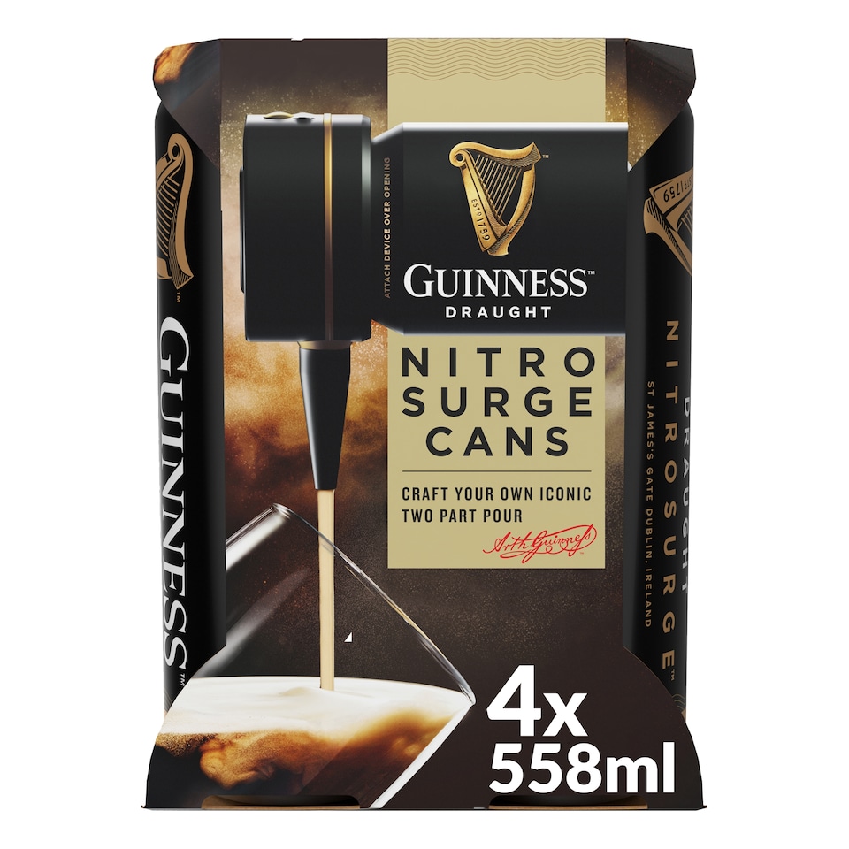 image 1 of Guinness Draught Nitrosurge Stout Beer Can 4.1% Vol 4x558ml