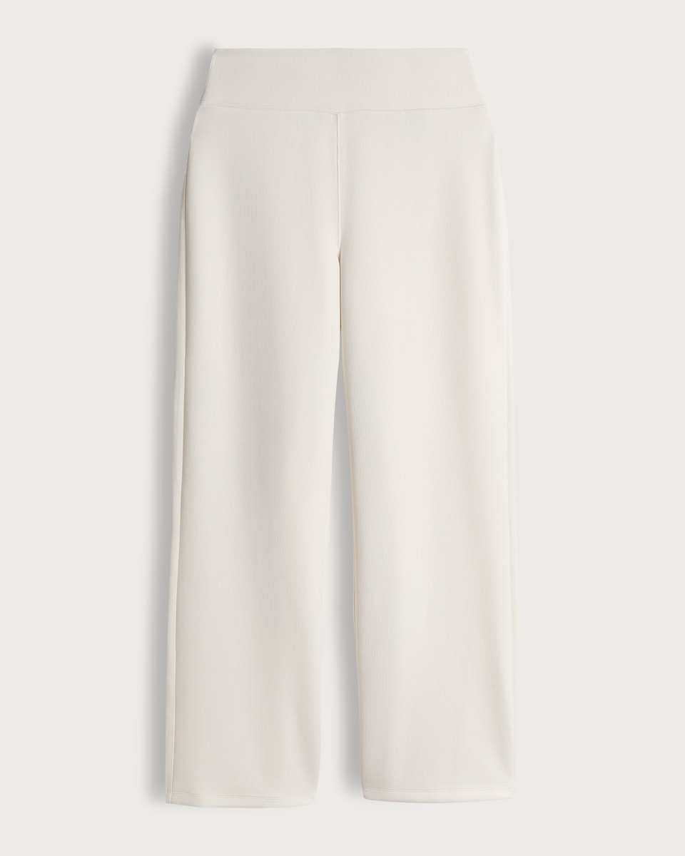 image 1 of F&F Active Ribbed Wide Leg Joggers in Cream