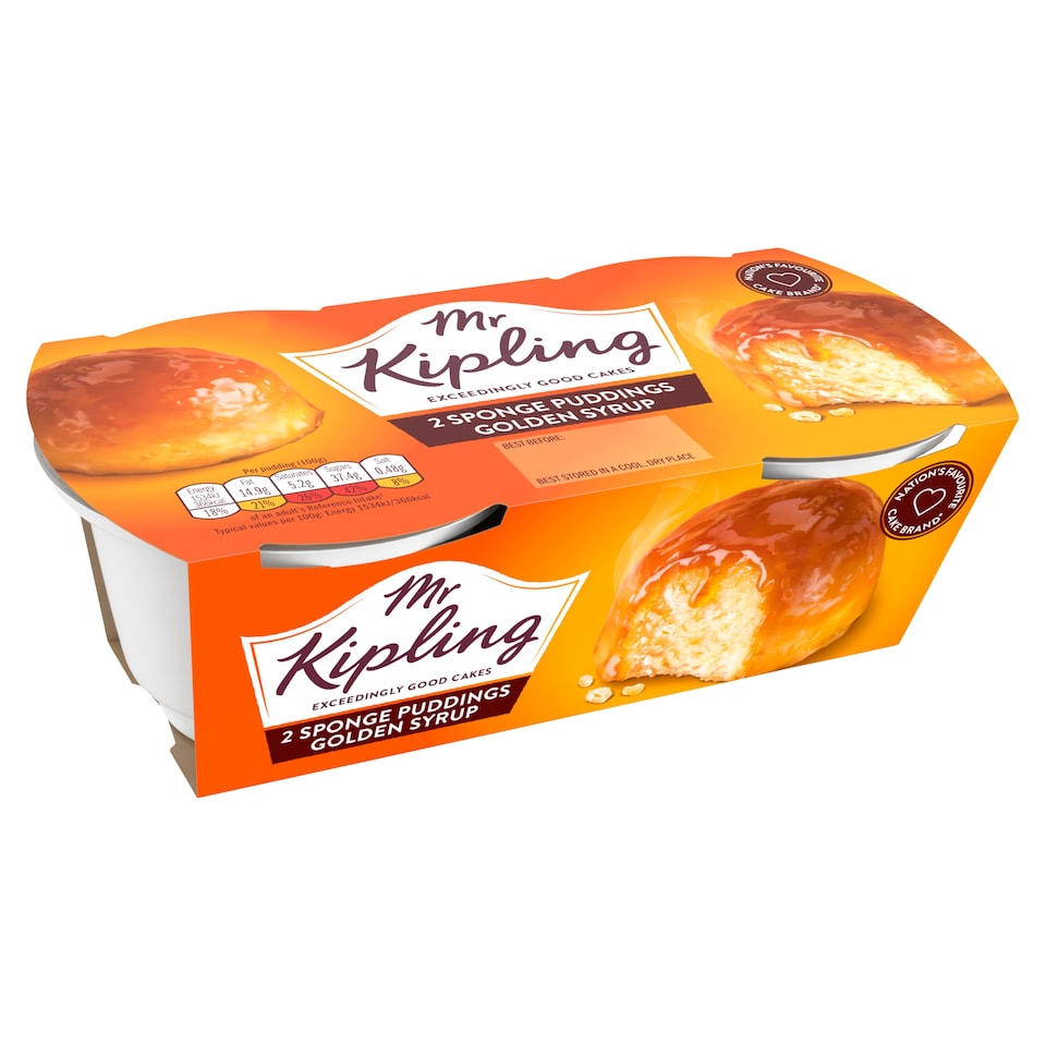 image 1 of Mr Kipling Golden Syrup Sponge Pudding Cake Dessert 2x95g 