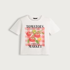 F&F Pure Cotton Farmers Market Tomatoes Slogan T-Shirt in White