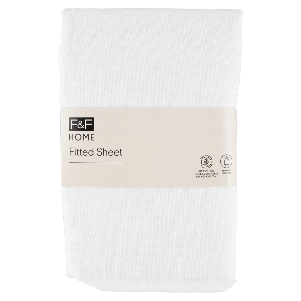F&F Home White Fitted Sheet 100 x 200 x 25 cm