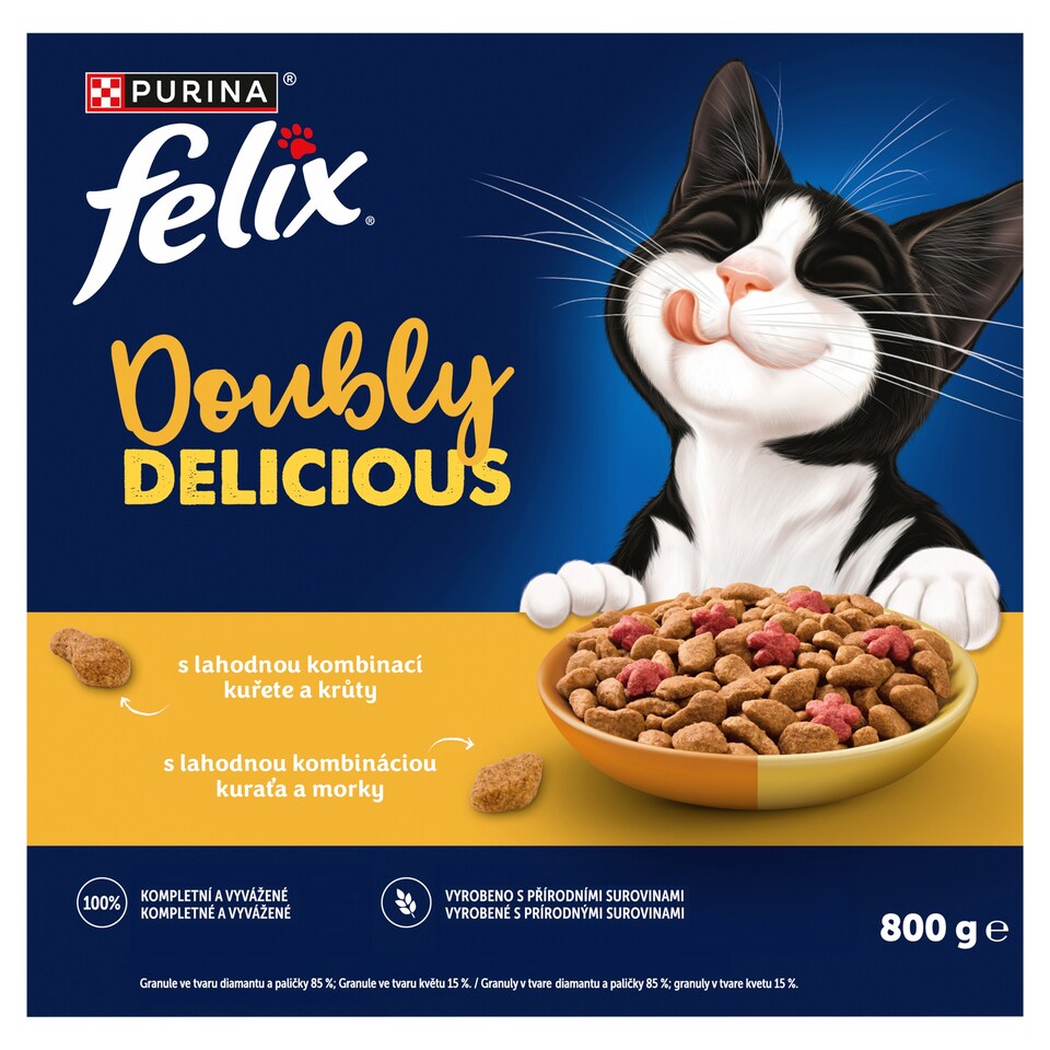 Felix Doubly Delicious s lahodnou kombinací kuřete a krůty, bohaté na červenou řepu 800g