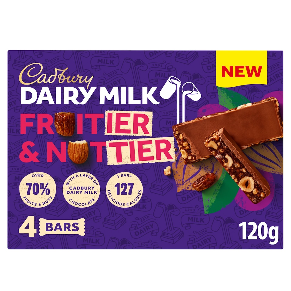 image 1 of Cadbury Fruitier & Nuttier Chocolate Bars 4X30g