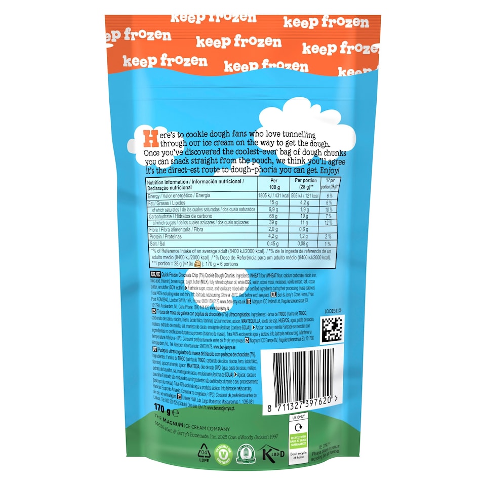 image 1 of Ben & Jerry's Cookie Dough Chocolate Chip Chunks 170G