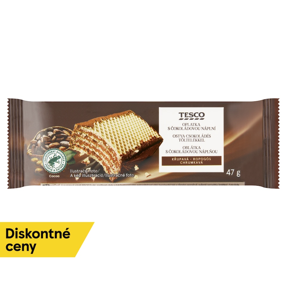 Tesco Oblátka s čokoládovou náplňou 47 g