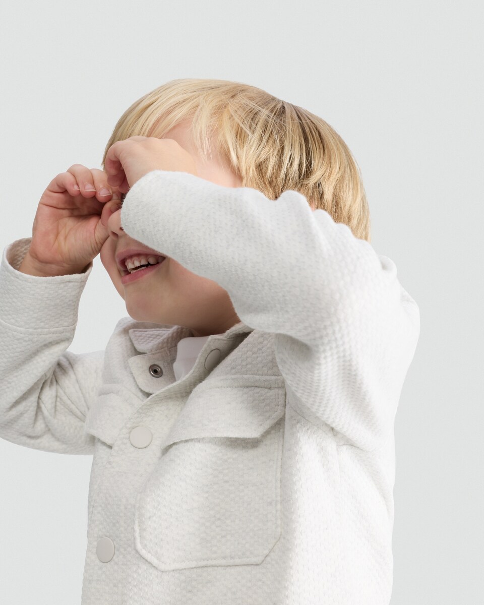 image 1 of F&F Boys 2-Piece Cotton Rich T-Shirt and Shacket Set in Grey