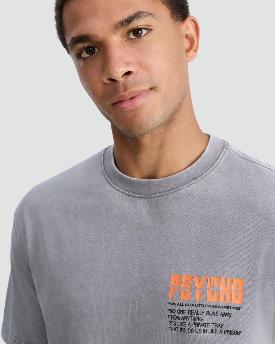 image 1 of Alfred Hitchcock Pure Cotton T-Shirt in Grey