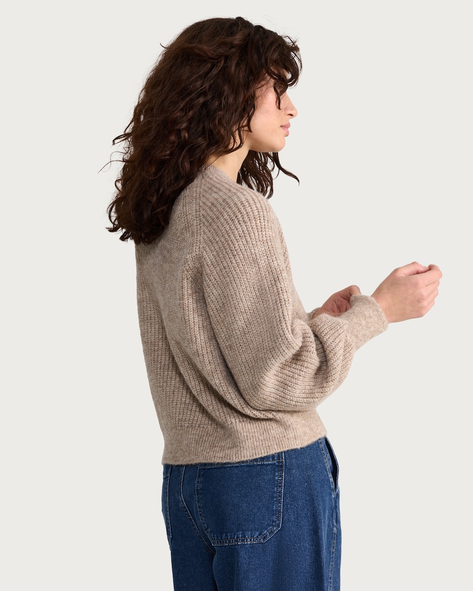 image 1 of F&F Ribbed Button Up Cardigan in Neutral