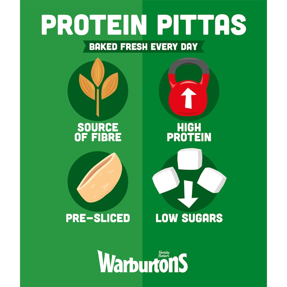 image 1 of Warburtons Protein Soft Pittas 4 Pack