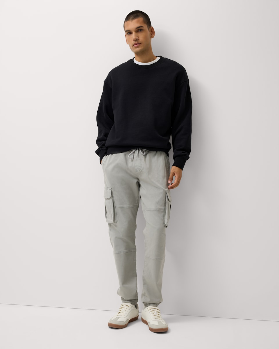 image 1 of F&F Cotton Rich Knitted Cargo Trousers in Grey