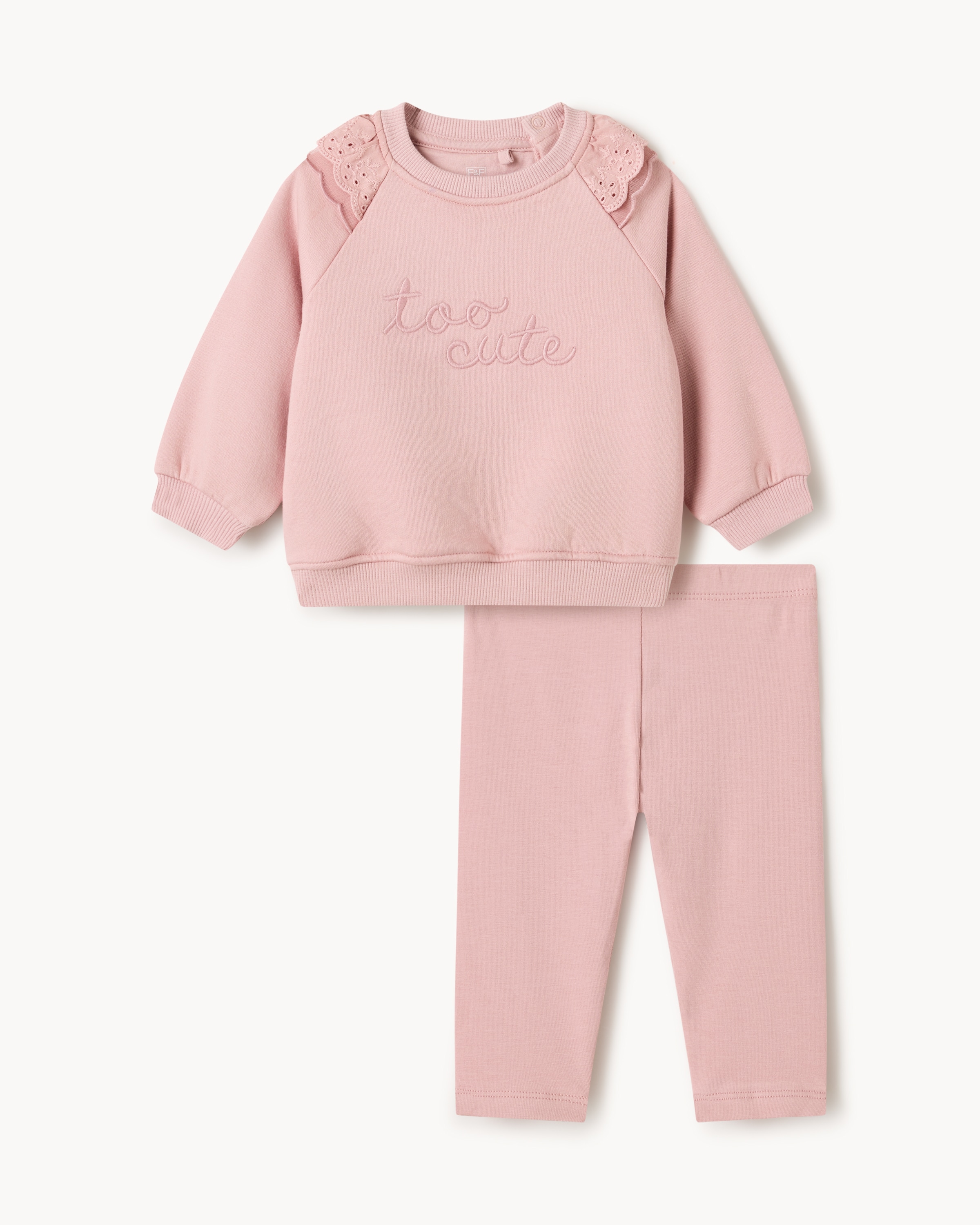 F&F Baby Cotton Rich Sweatshirt and Leggings Set in Pink
