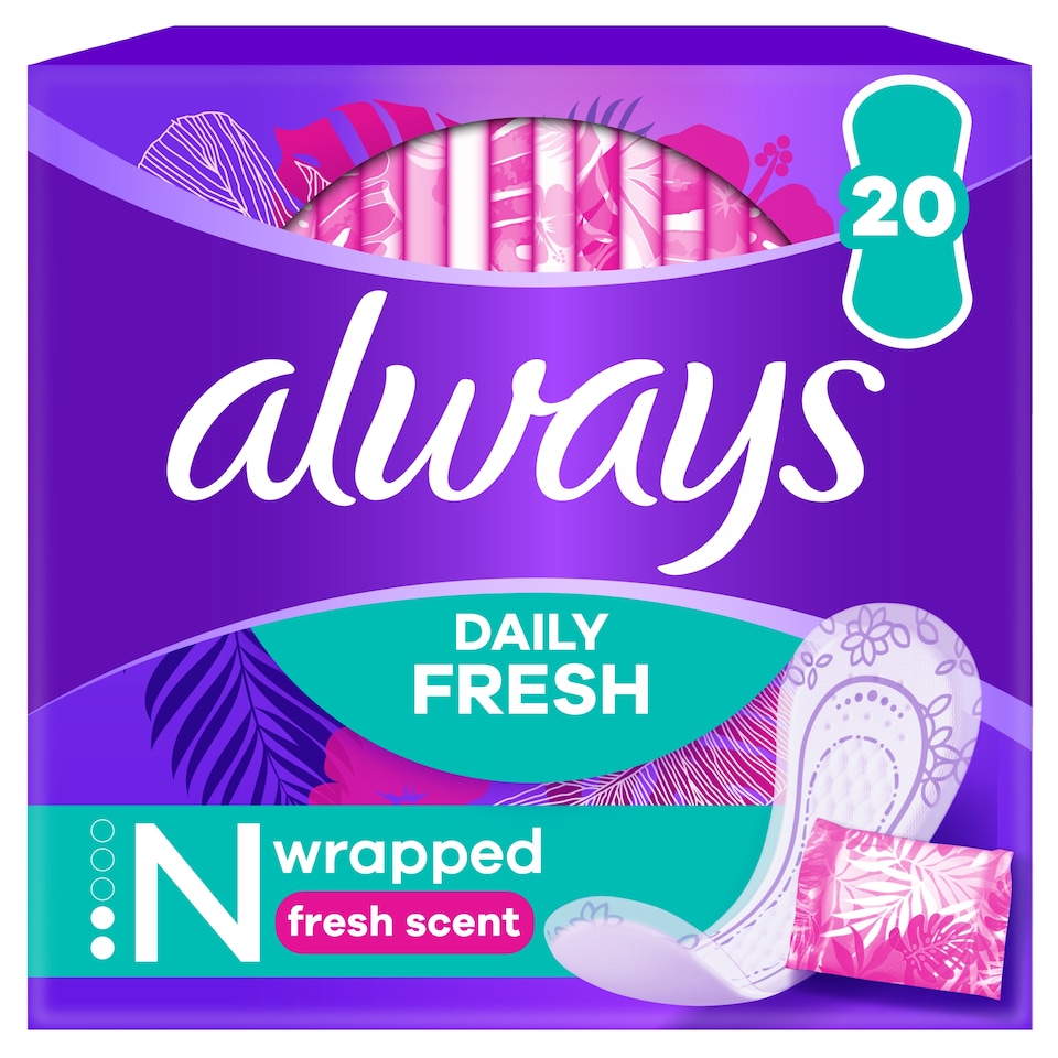 image 1 of Always Dailies Folded And Wrapped Normal 20 Panty Liners