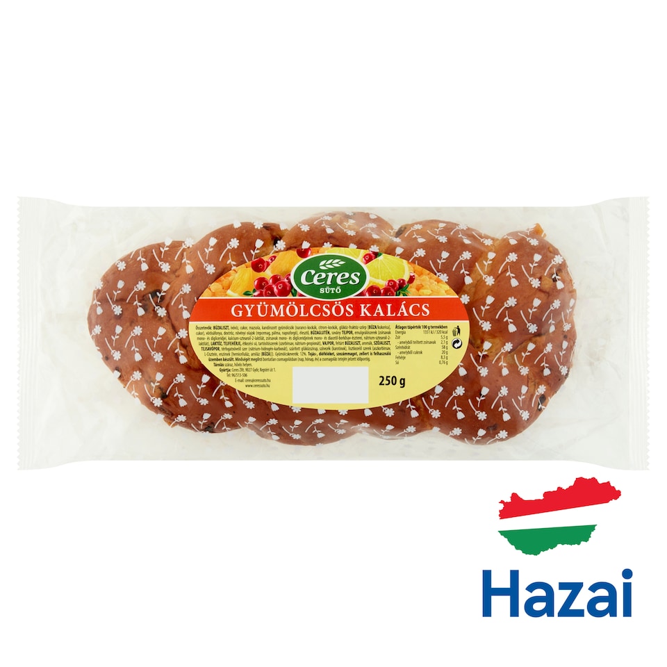 Ceres gyümölcsös kalács 250 g  1. kép
