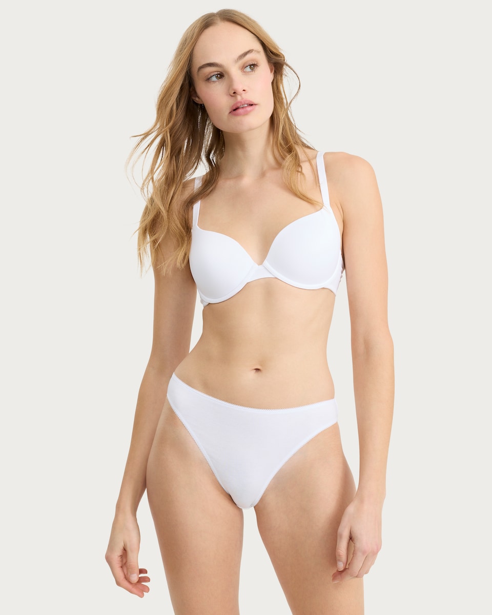 image 1 of F&F 5-Pack Cotton Rich High Leg Knickers in White