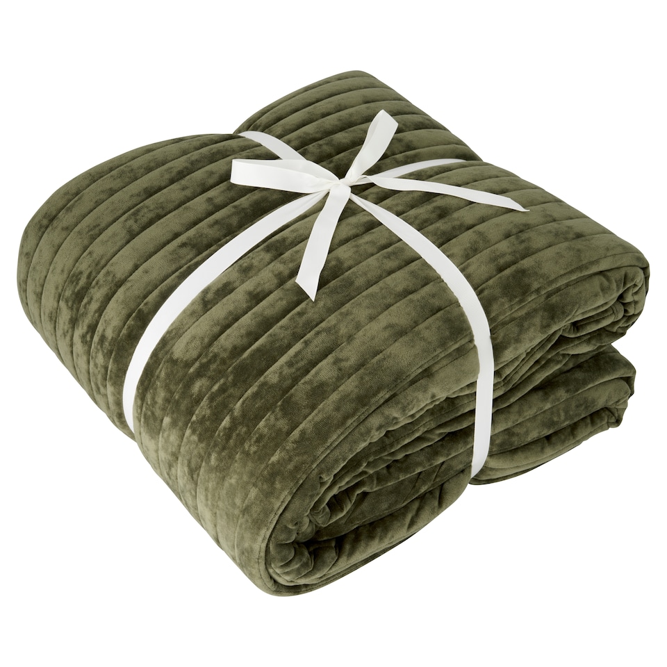 F&F Home Green Matte Velvet Bedspread