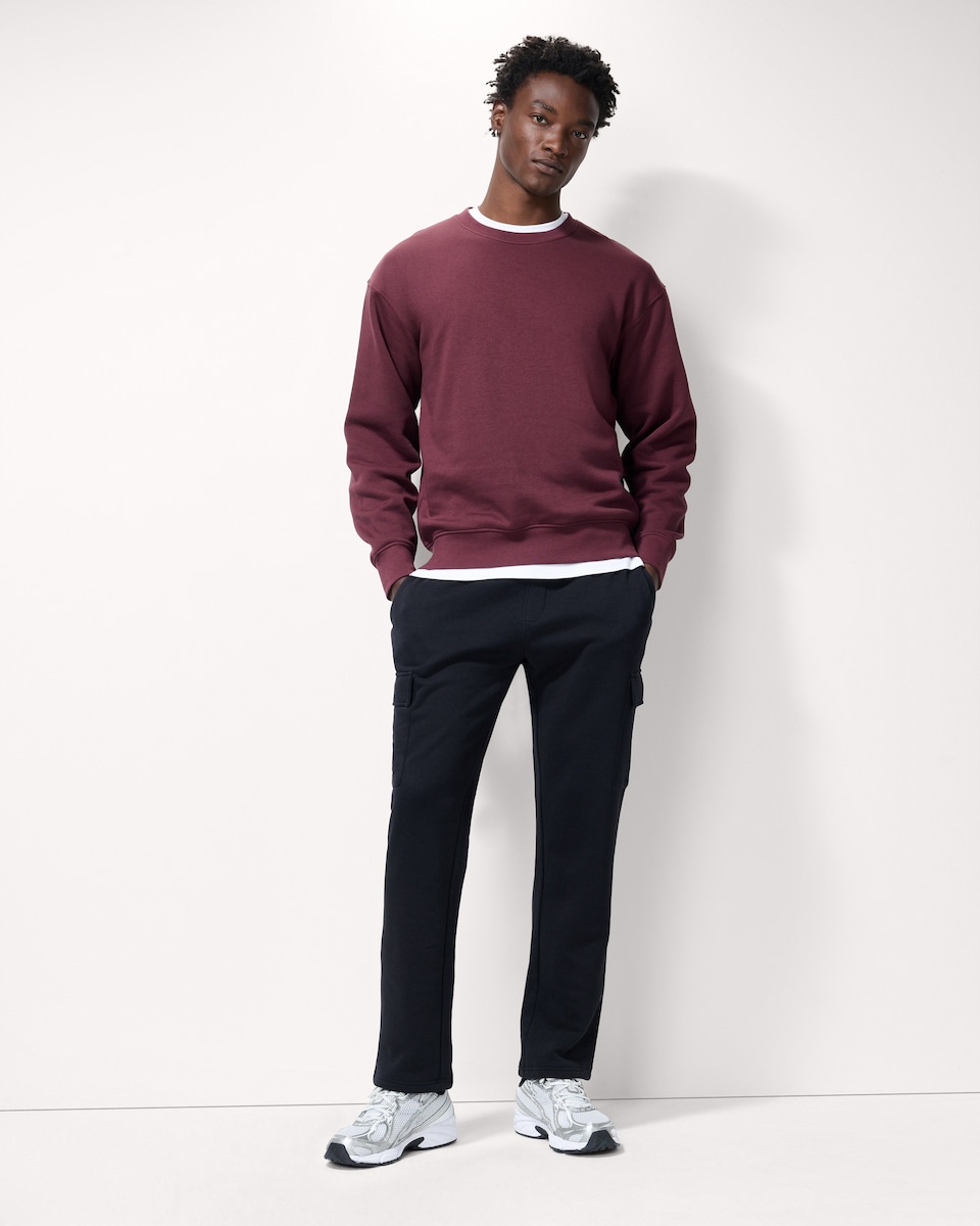 image 1 of F&F Active EVERYHOUR Cotton Rich Crew Neck Sweatshirt in Burgundy
