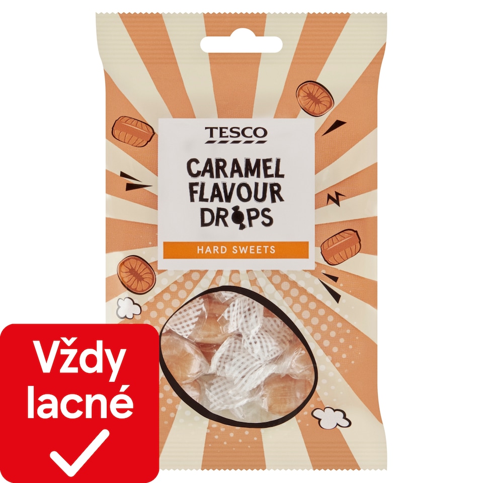 Tesco Smotanové dropsy s karamelovou príchuťou 90 g