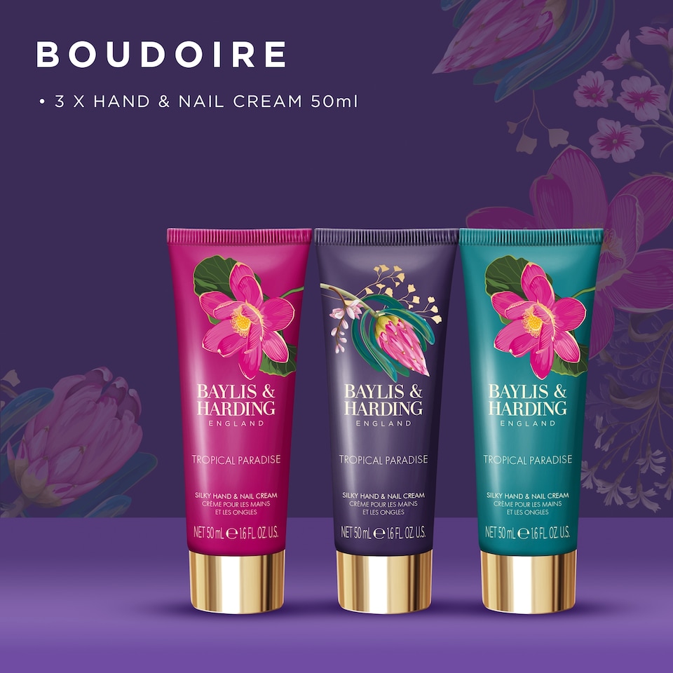 image 1 of Baylis & Harding Boudoire Luxury Hand and Nail Cream 3x50ml