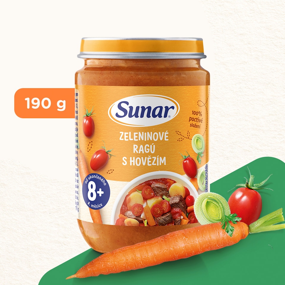 obrázok 1 z Sunar príkrm zeleninové ragú s hovädzím 8m +, 190 g