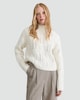 image 2 of F&F Ribbed High Neck Cable Knit Jumper with Wool in Cream
