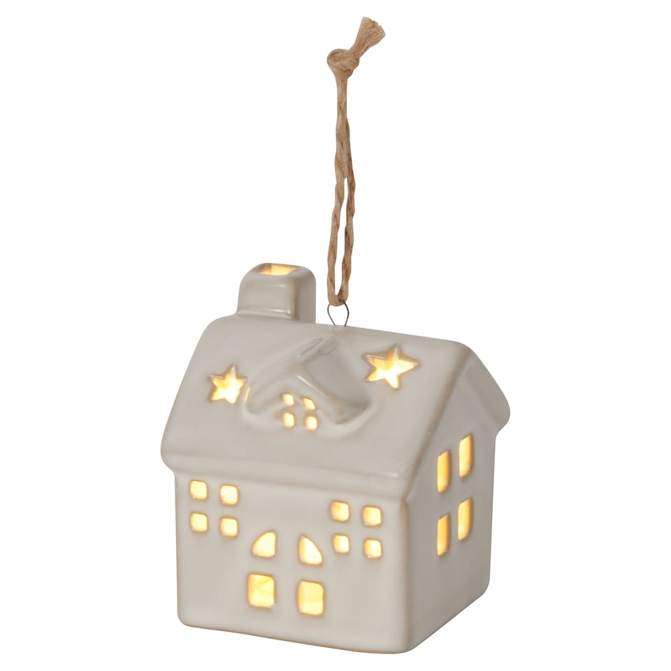 image 1 of Bayswood Ceramic Light Up House Hanging Christmas Decoration