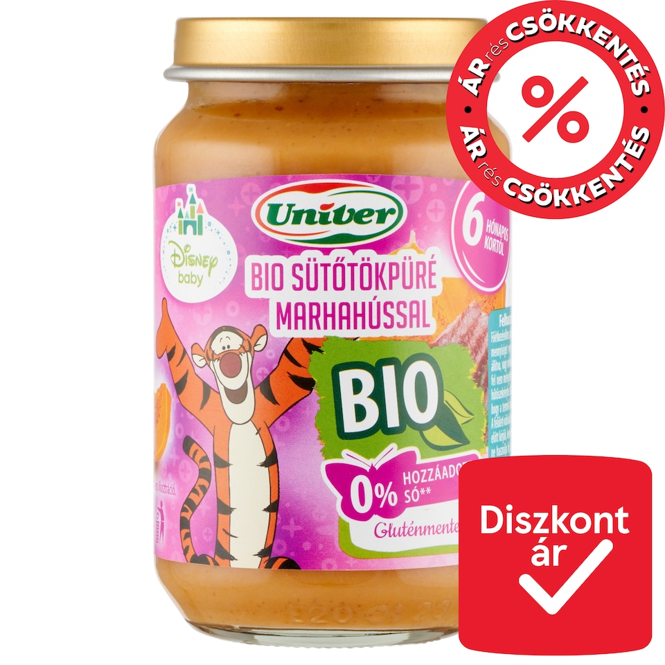 Univer bio sütőtökpüré marhahússal bébiétel, 6 hónapos kortól 163 g  1. kép