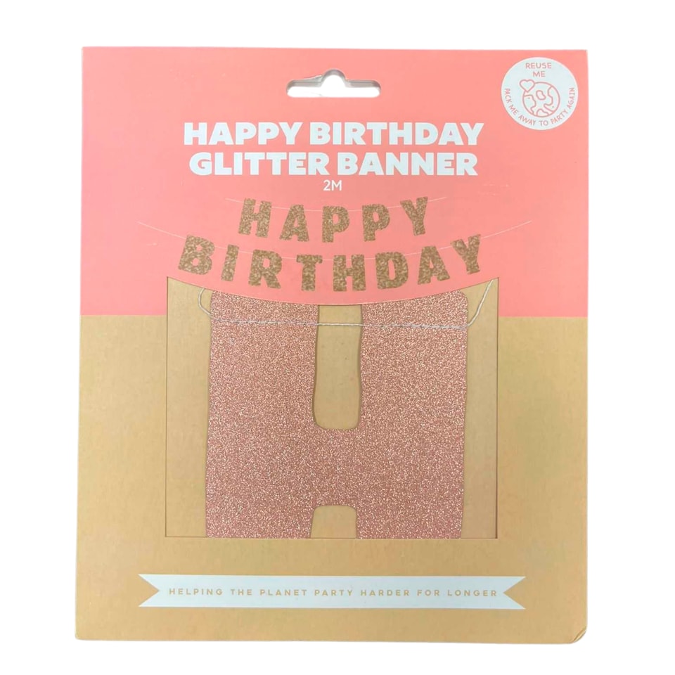 MAD PARTY Happy birthday glitter banner 2M 