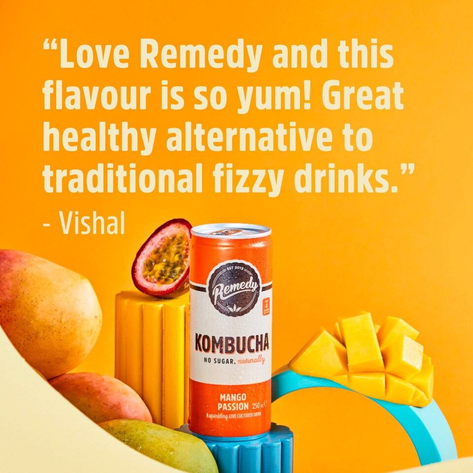 image 1 of Remedy Kombucha Mango Passion Drink 4 X 330Ml