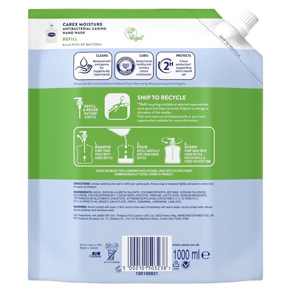 image 1 of Carex Handwash Moisture Refill 1000Ml