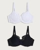 image 4 of F&F 2-Pack Fuller Bust Lace Trim Wired Bras in Multi Black White