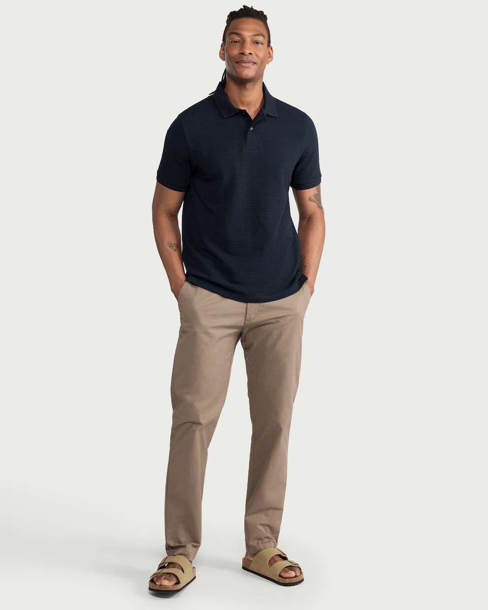 image 1 of F&F Cotton Rich Textured Polo Shirt in Navy
