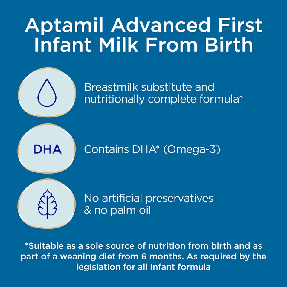 image 1 of Aptamil Advanced 1 First Baby Milk Formula Liquid Ready to Feed from Birth 4x200ml