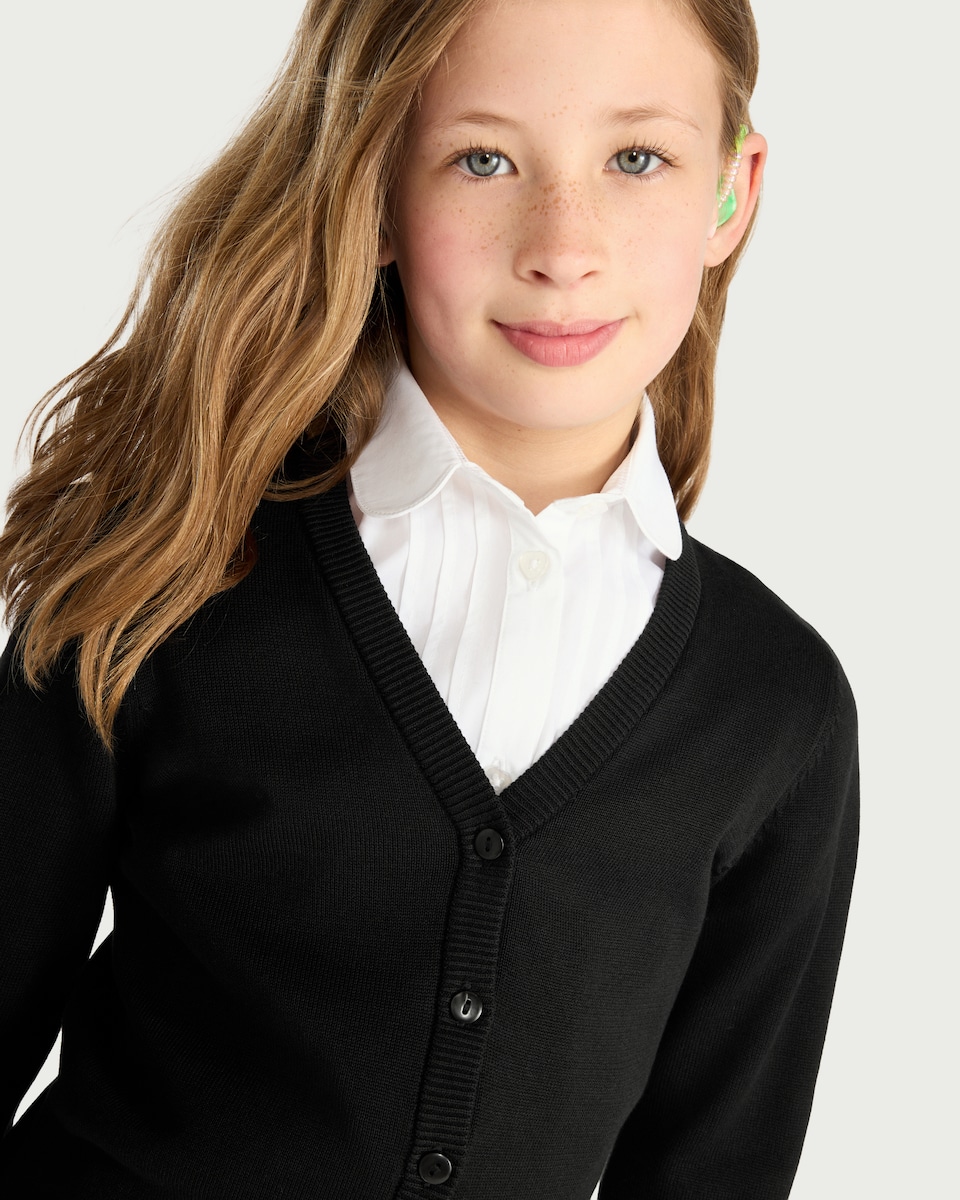 image 1 of F&F School Unisex 2-Pack Pure Cotton Knitted Cardigans in Black