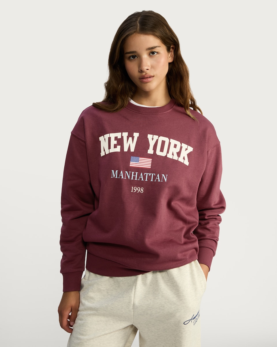 image 1 of OH ME OH MY Cotton Rich New York Sweatshirt in Berry