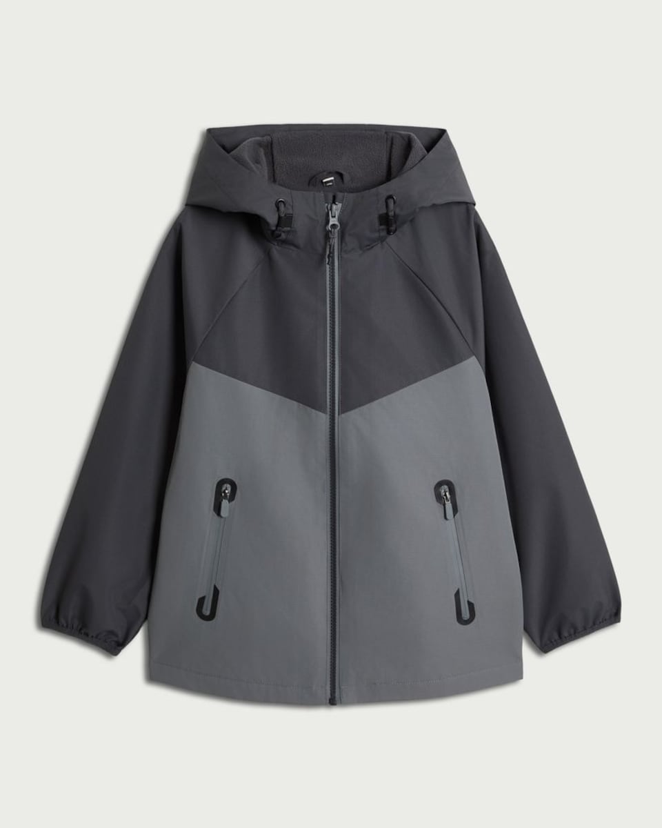 image 1 of F&F Boys Hooded Shower Resistant Raincoat in Grey