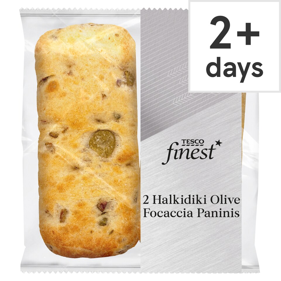 TESCO finest Halkidiki Olive Focaccia Panini 2 Pack