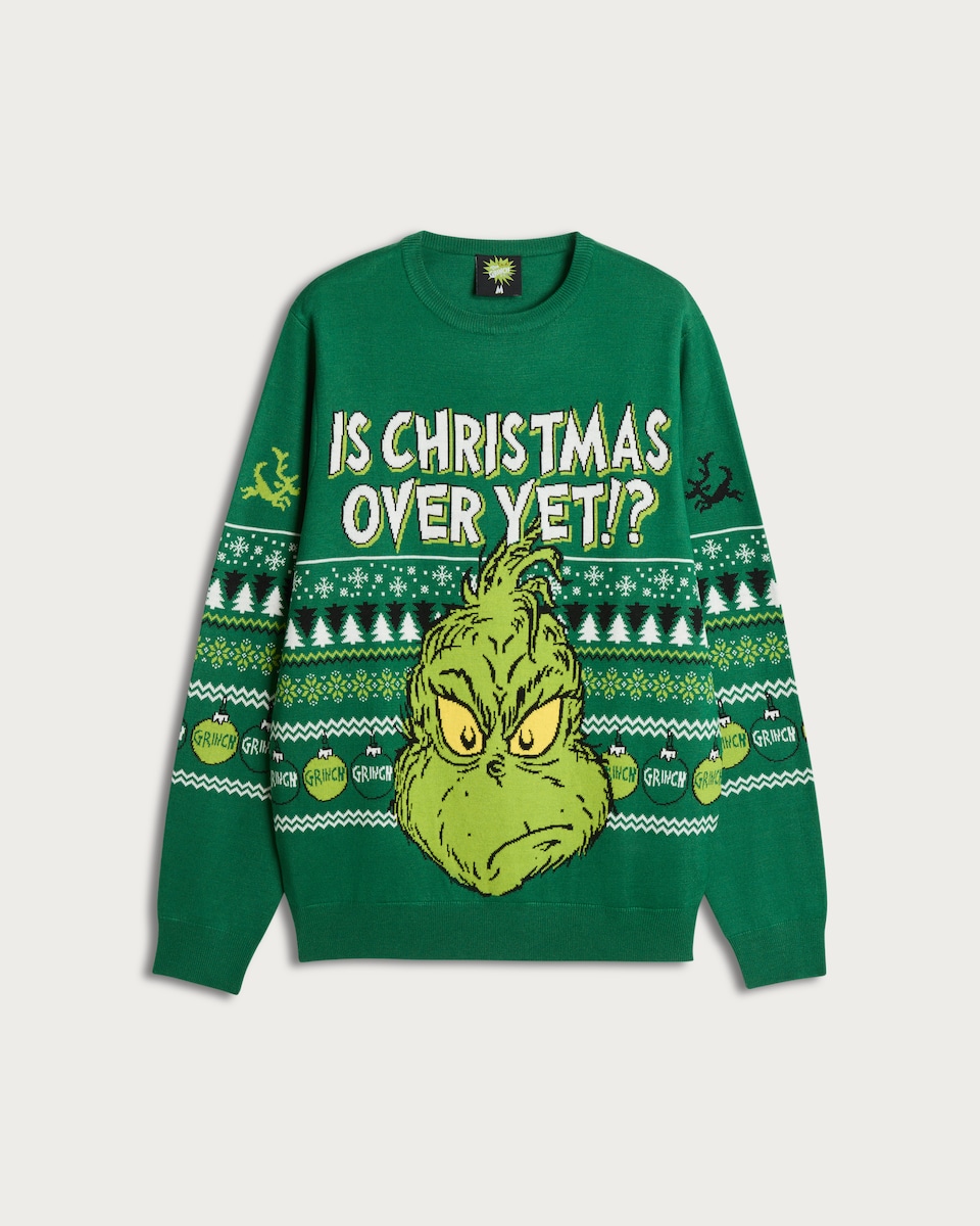image 1 of The Grinch Knitted Christmas Jumper in Green