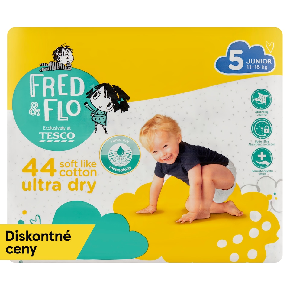 image 1 of Fred & Flo Ultra Dry Nappies Junior 5 11-18 kg 44 pcs