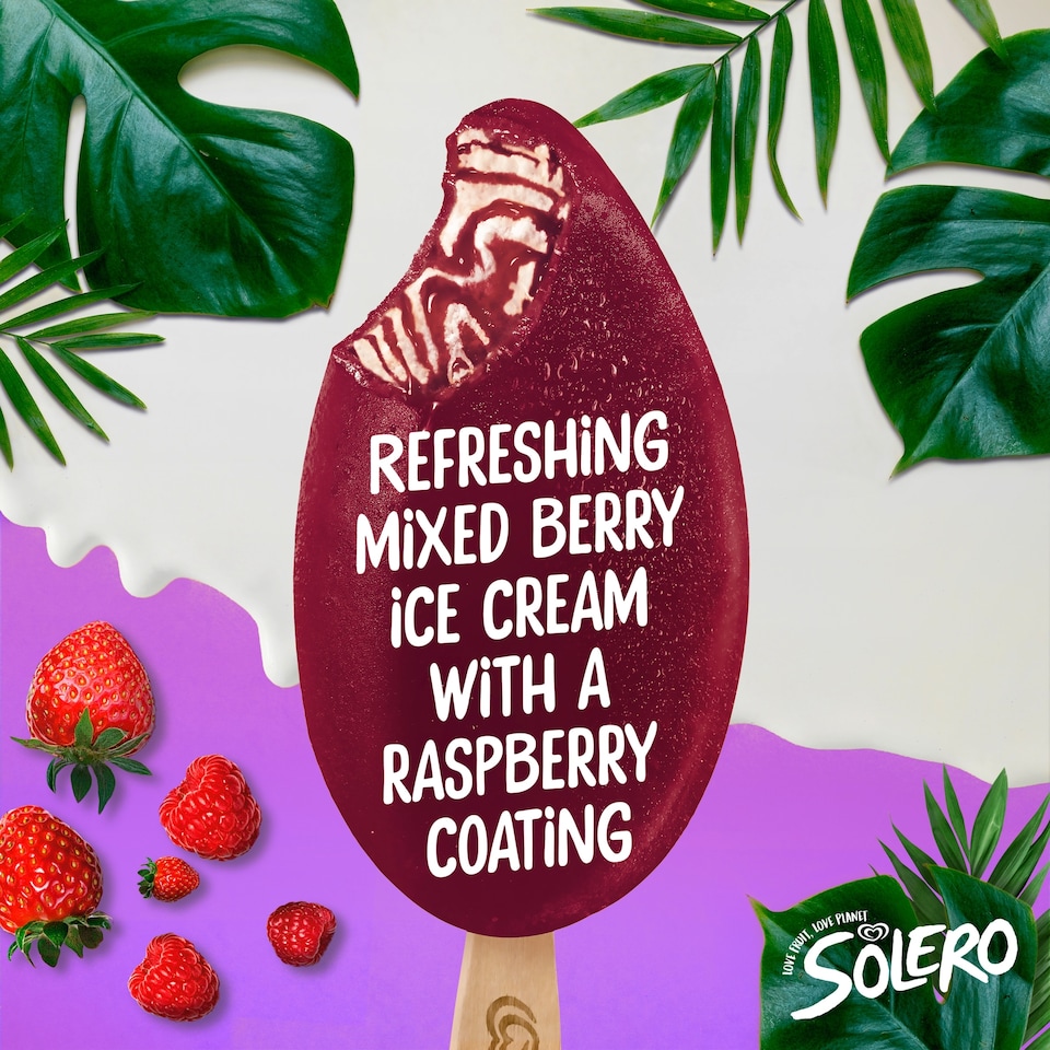 image 1 of Wall's Solero Red Berries Ice Cream Sticks 3x90ml