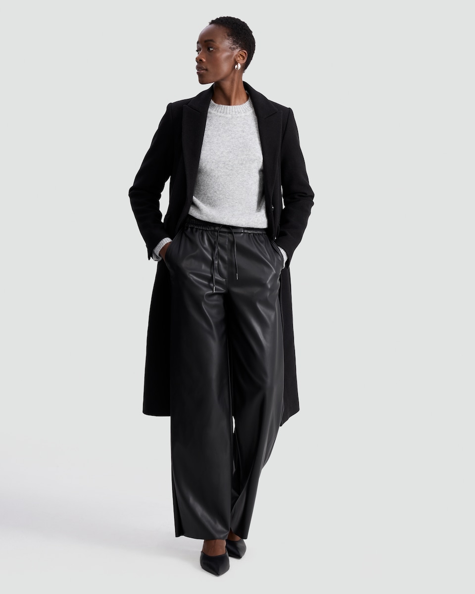 image 1 of F&F Tailored Lined Longline Coat in Black