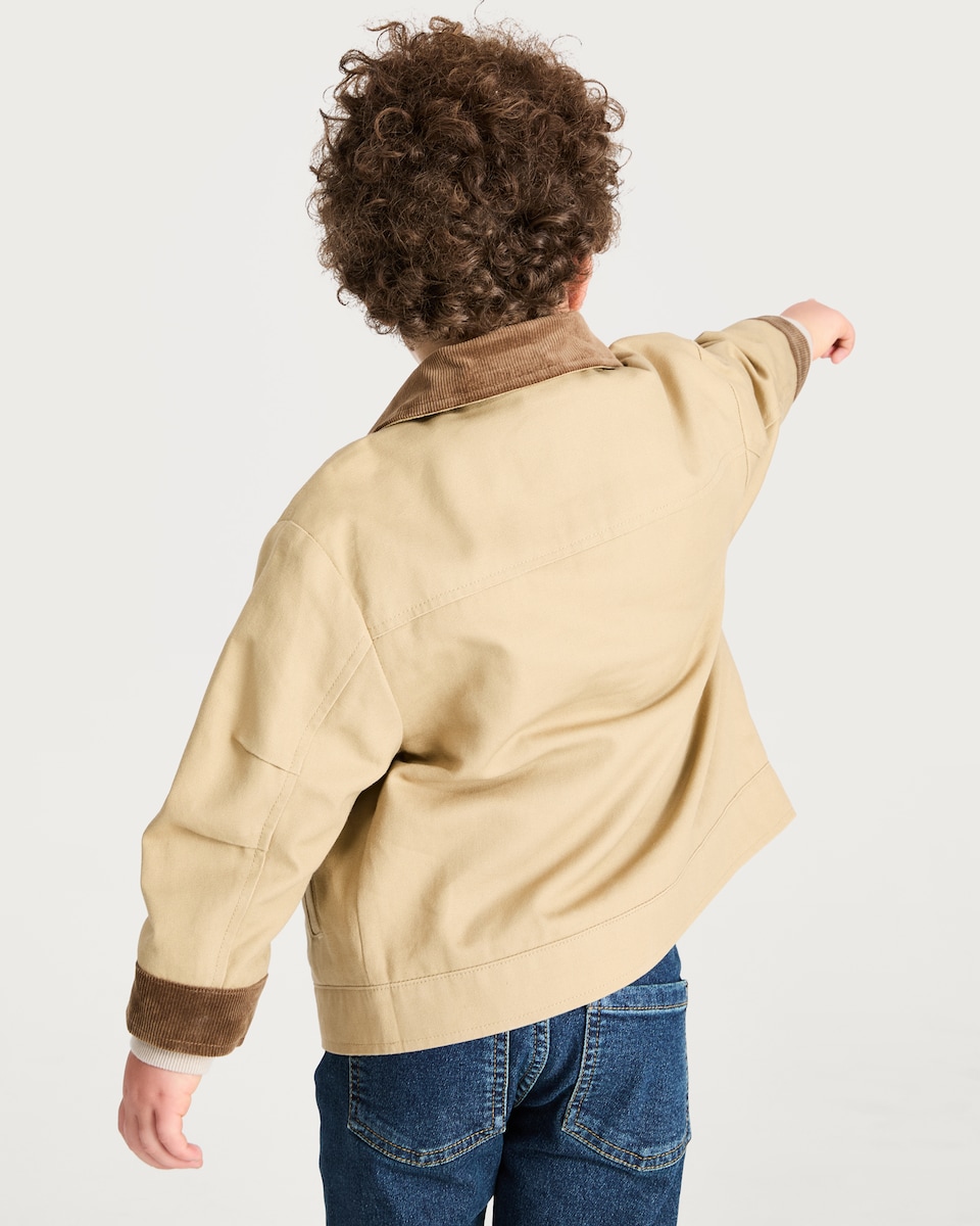 image 1 of F&F Boys Corduroy Collar Jacket in Stone