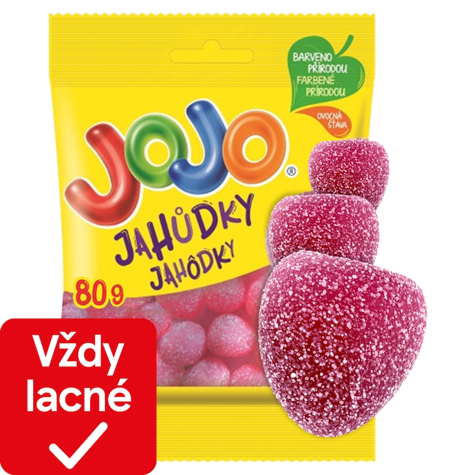 JOJO Strawberries Jelly Candies with Strawberry Flavor 80 g
