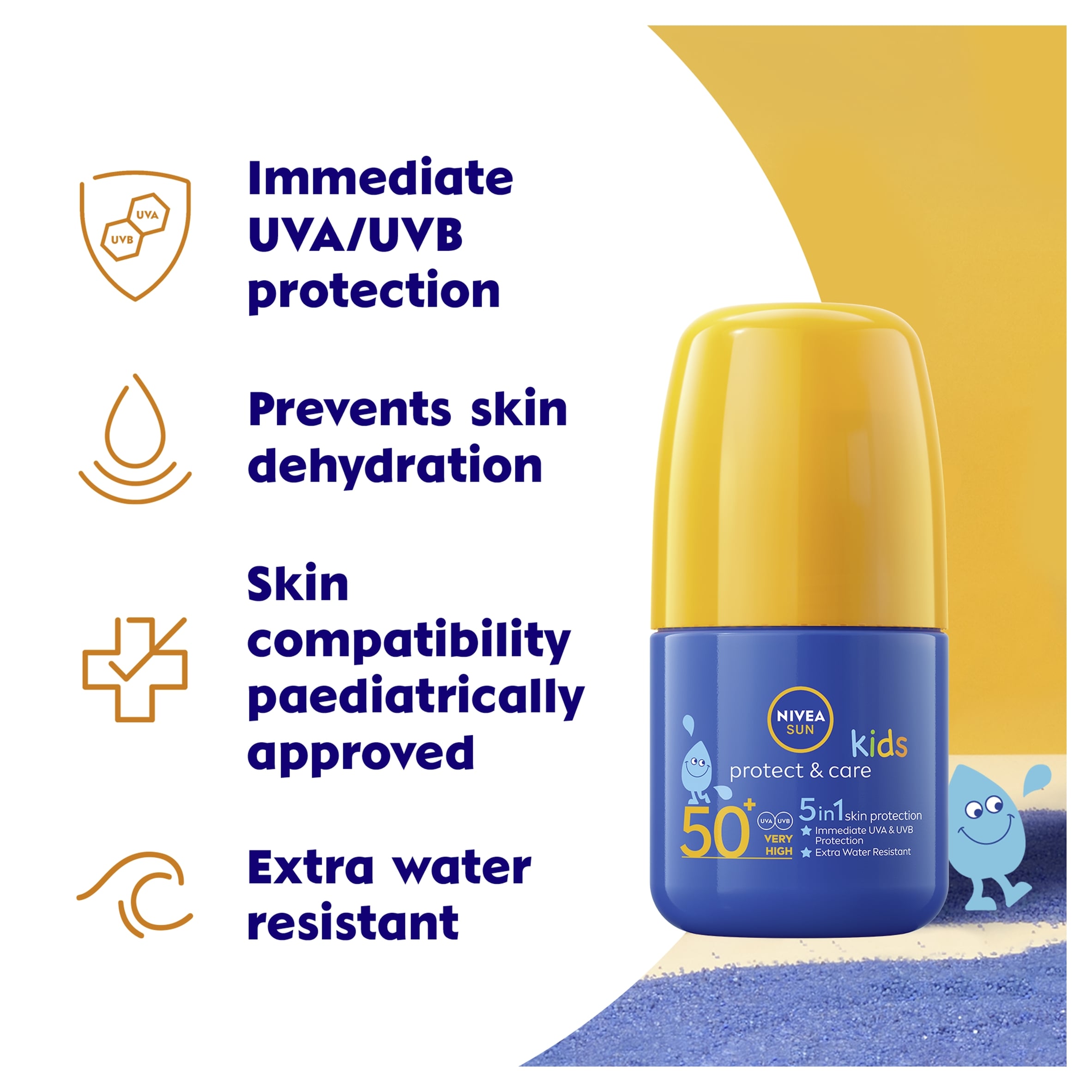 NIVEA SUN Kids Protect & Care Sun Cream Roll-On SPF50+ 50ml