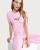 image 1 of F&F Cotton Rich Ribbed Short Sleeved Pyjama Top in Pink