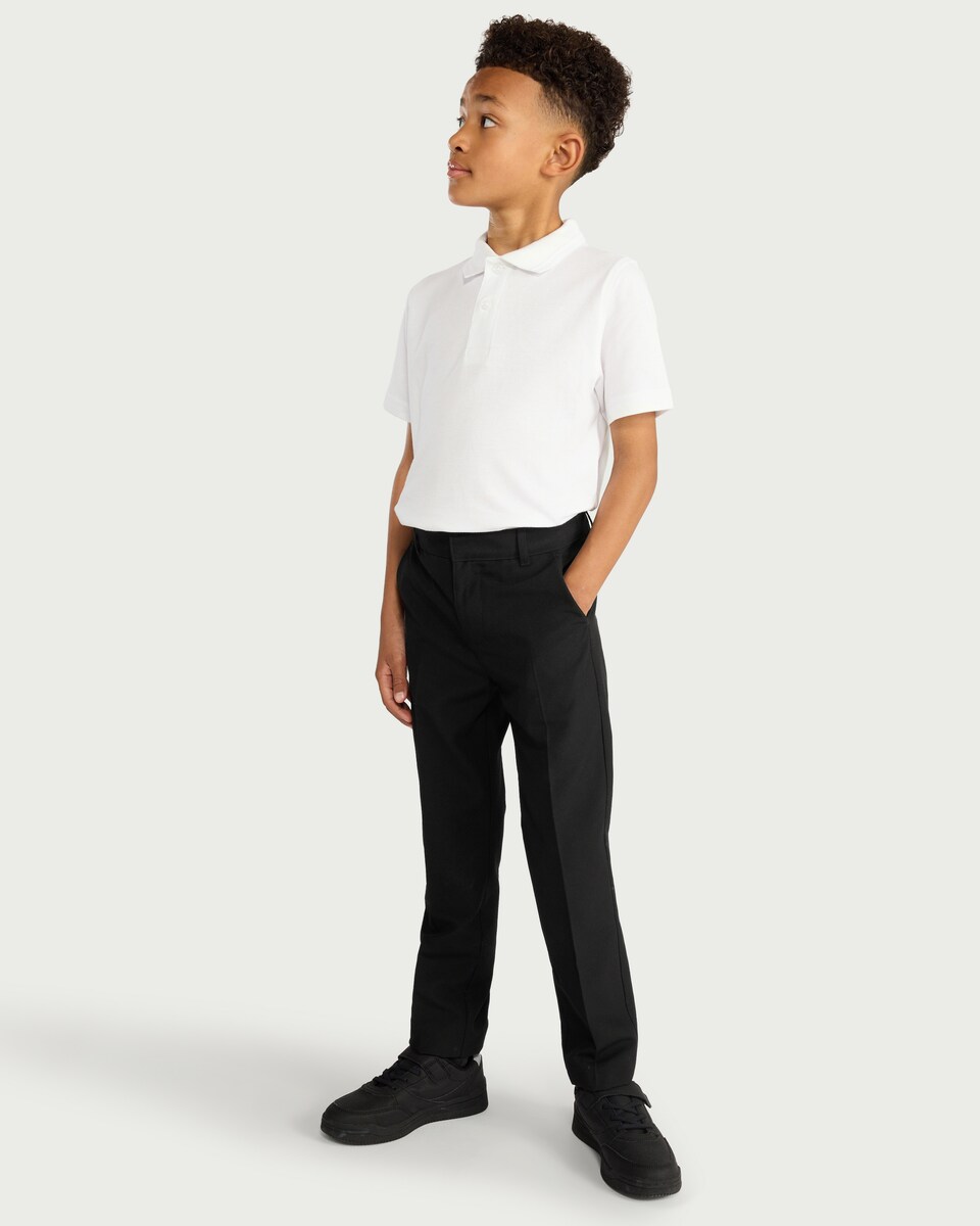 image 1 of F&F School Boys 2-Pack Slim Fit Trousers in Black