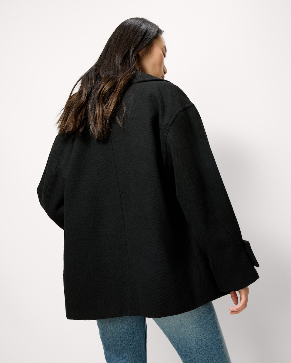 image 1 of F&F Double Breasted Formal Pea Coat in Black